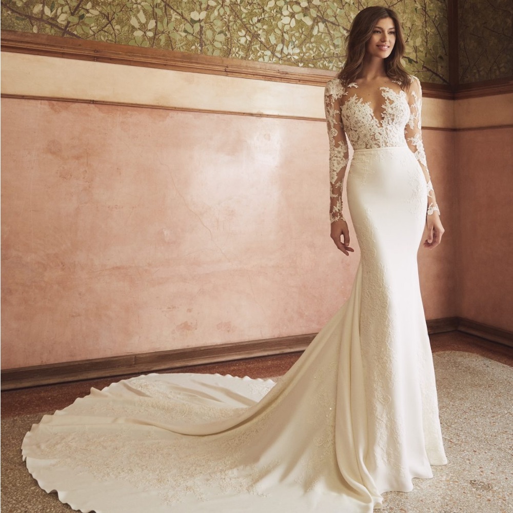 Pronovias x Kleinfeld Illusion Long Sleeve Vicenta Wedding Dress